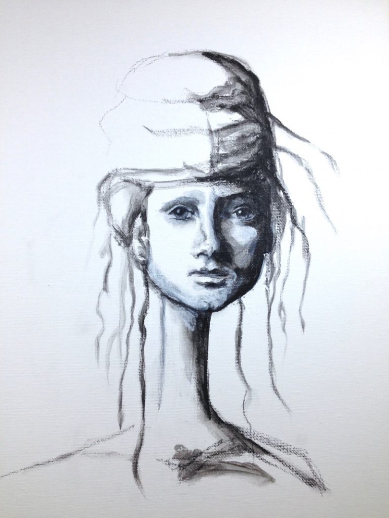 Charcoal and gesso sketch